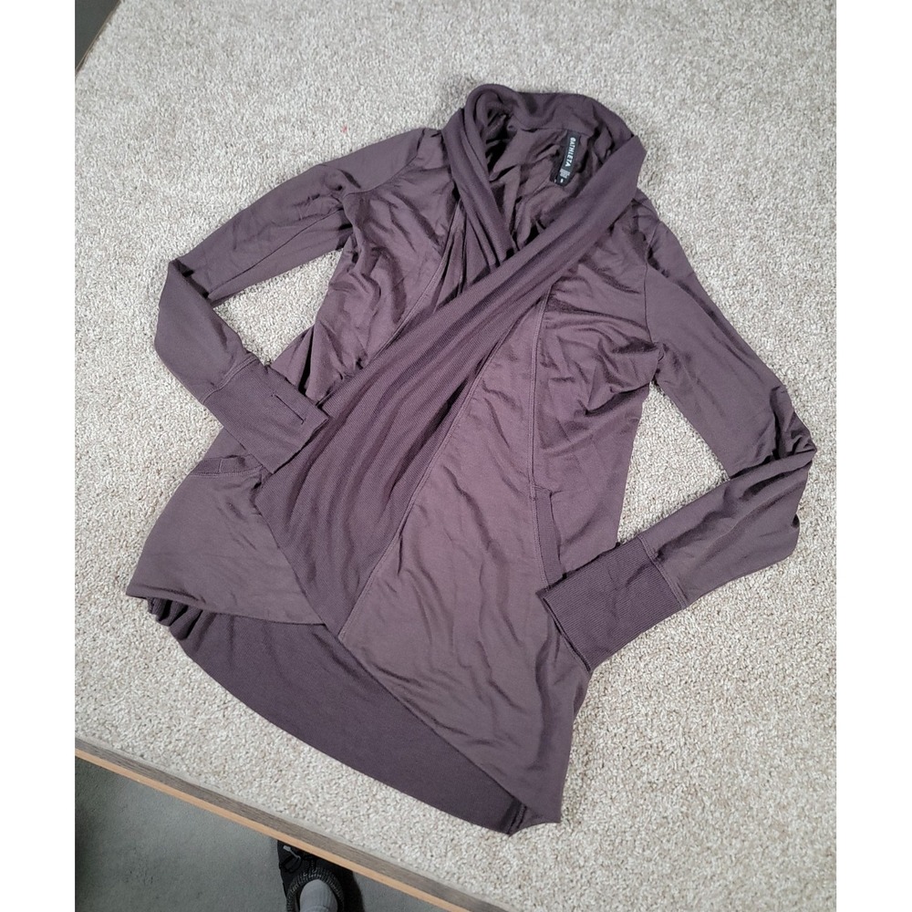 Athleta Sweater Women Small Plum Purple Restore Draped Pranayama Wrap Cardigan